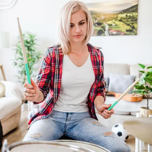 Vista 4 de 4 pares de baquetas de madera de arce 5A antideslizantes para niños, adultos principiantes