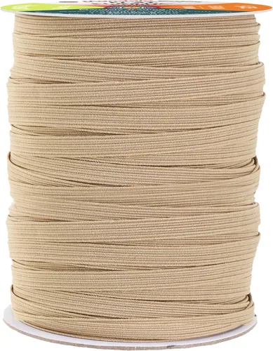 Vista 102 de Mandala Crafts Rollo de bandas elásticas beige de 0.472 in y 20 yardas para costura, 1/2 cordón elástico plano, correas elásticas trenzadas de 1 2