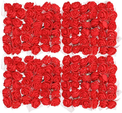 Vista 22 de MECCANIXITY Cabezas de rosas artificiales, mini flores sintéticas negras de 0.8 a 1 pulgada para manualidades, decoración de bodas y fiestas
