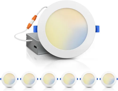 Vista 14 de ECOELER Iluminación Empotrada Delgada de 6 Pulgadas con Caja de Conexiones, Luces Empotradas Regulables, 5000K Luz de Día, Downlight LED Regulable