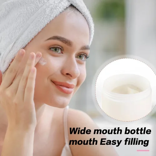 Vista 7 de 3 tarros de plástico blanco de 8 onzas (8.5 fl oz), recipientes de loción, tarros de crema con revestimientos interiores extraíbles y tapas