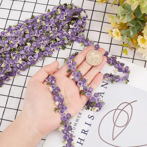 Vista 3 de GORGECRAFT - Cinta de encaje floral de 5 yardas, con aplique de encaje DIY para manualidades de costura, borde de encaje para adornos de vestidos