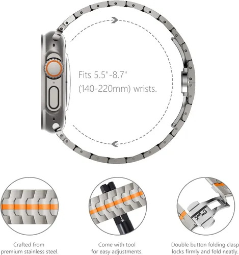 Vista 4 de NewWays Correa de acero inoxidable compatible con Apple Watch Band
