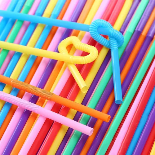 Vista 3 de 100 popotes de plástico flexibles coloridos, pajitas flexibles y desechables (0.23 pulgadas de diámetro y 10.24 pulgadas de largo)