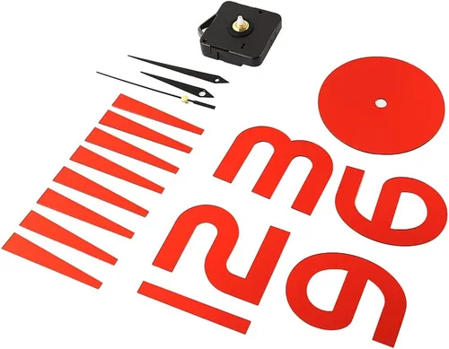 Vista 3 de Hilitand Adhesivo para reloj de pared, sin marco, autoadhesivo, rojo, movimiento de cuarzo, 12 pulgadas de diámetro