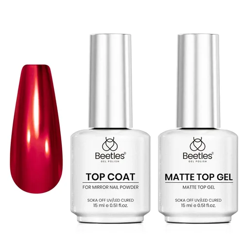 Vista 24 de Beetles Builder Gel & Gel Base y capa superior, 3 piezas de 0.3 onzas líquidas de gel de construcción para uñas, juego de acabado brillante y larga