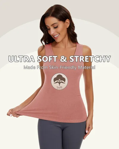 Vista 5 de WOWENY Camisas térmicas para mujer, capa base, forro polar ultra suave, manga larga, ropa interior térmica para invierno y clima frío