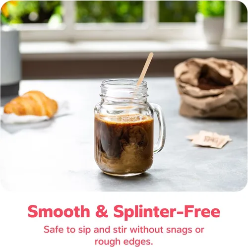 Vista 5 de Gusto [500 unidades] Agitadores de café de madera de 5.5 pulgadas, palitos de madera biodegradables y ecológicos para café y cócteles