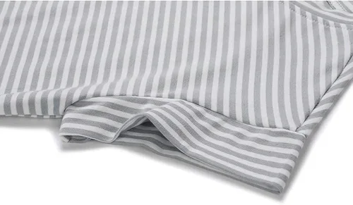Vista 4 de MEROKEETY - Vestido de verano con manga corta a rayas casual cinturón de amarrar y bolsillos para mujer