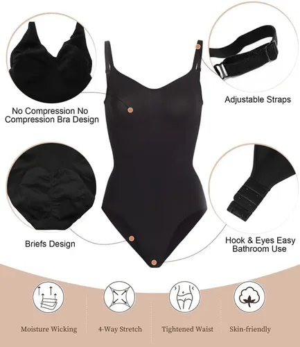 Vista 5 de SHAPERX Body moldeador para mujer, con control de abdomen, sin costuras, esculpir la cintura, traje de cuerpo