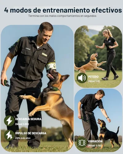 Vista 2 de Jugbow Collar de choque para perro, collar de entrenamiento para perros de 4500 pies con control remoto, IPX8 impermeable, collar eléctrico