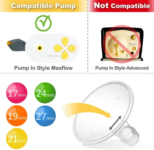Vista 3 de NENESUPPLY Piezas de bomba con bridas de 1.063 in compatibles con bomba Medela en estilo Maxflow Extractor de leche y Personalfit Flex. Incluye