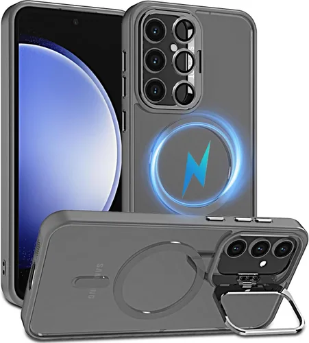 Vista 8 de YmhxcY Funda para Galaxy S23 FE, compatible con MagSafe, protección de grado militar, soporte integrado con protector de cámara, funda transparente