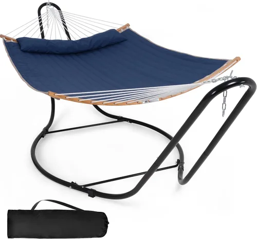 Vista 9 de SUNCREAT Hamacas Hamaca Portátil para Exteriores con Soporte, Capacidad de 475 libras, Hamaca Doble Resistente con Soporte Incluido, Patente