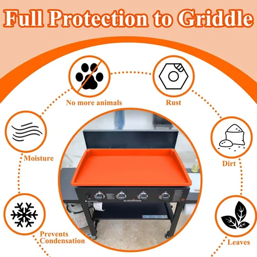 Vista 8 de BANGIE Alfombrilla de silicona de 28 pulgadas para accesorios Blackstone, cubierta completa antideformación y resistente a los rayos UV