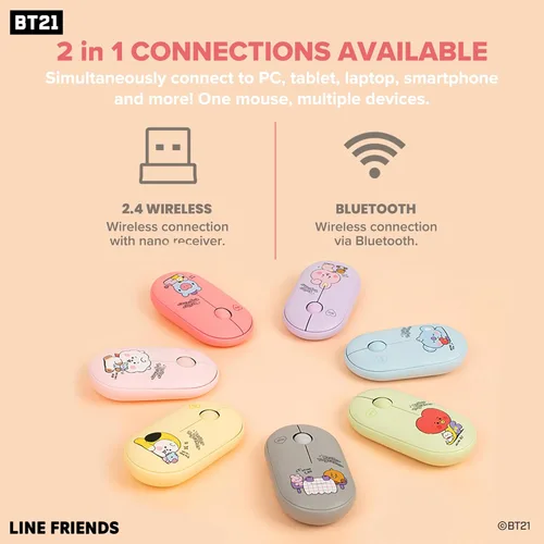 Vista 3 de Hamee BT21 My Little Buddy Series Mouse para portátil, iPad, MacOS, PC, Windows, Android - CHIMMY