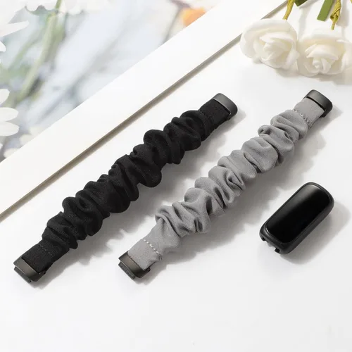 Vista 2 de 2 Pack Compatible with Fitbit Inspire 3 Bands for Women Men, Scrunchie Stretchy Strap Cute Elastic Sport Replacement Fabric Cloth Wristband for