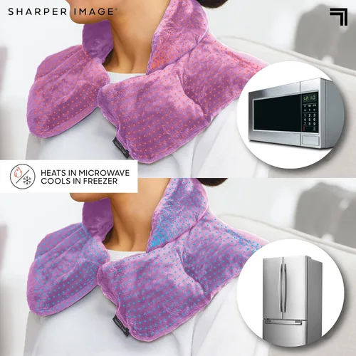 Vista 7 de Sharper Image Almohadilla Térmica para Cuello y Hombros - Almohadilla de Felpa Microondas Caliente y Enfriante, Aromaterapia Perfumada