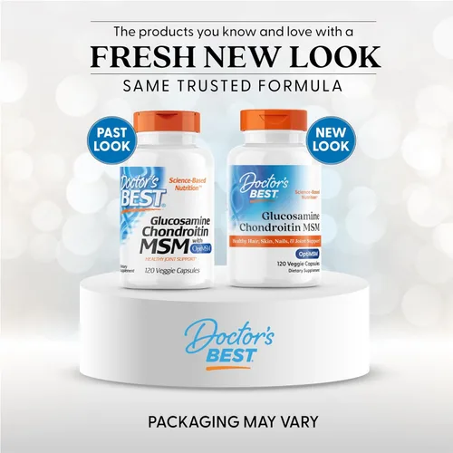 Vista 2 de Doctor's Best Glucosamina Condroitina Msm con cápsulas OptiMSM, apoya la estructura, función y comodidad saludables de las articulaciones, sin OGM