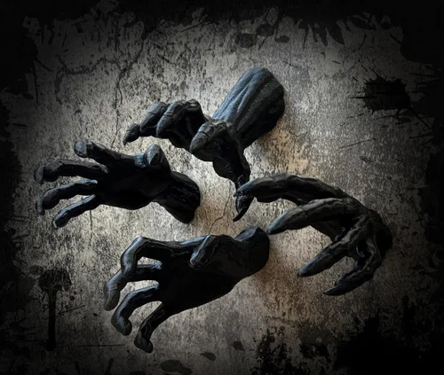 MunnyGrubbers - Manos espeluznantes de pared que alcanzan - (paquete de 4 - A juego izquierda y derecha - Tornillos incluidos) - Decoración de pared