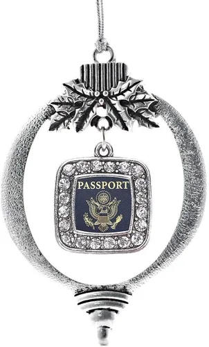 Vista 35 de Inspired Silver - Adorno de flor de iris - Adornos navideños con dije cuadrado de plata con joyas de circonita cúbica