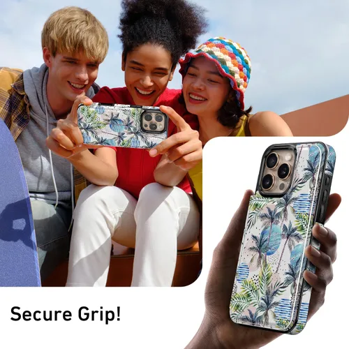 Vista 151 de LETO para iPhone 15 Pro Funda tipo cartera - Tapa tipo folio con patada - Diseños de moda - Tarjetero - Funda protectora para mujeres y niñas - 6.1