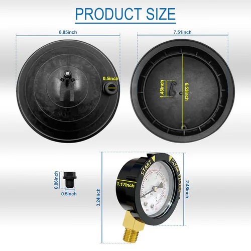 Vista 6 de 005-302-4300-03 Cúpula superior de la válvula de agua con manómetro de repuesto para Paramount Compatible con PCC 2000, Pool Valet, PV3, Cyclean