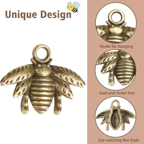 Vista 4 de QXUJI - 100 dijes de aleación de abeja para hacer joyas, dijes de abeja de metal, para collares, pulseras, aretes, accesorios de fabricación de joyas