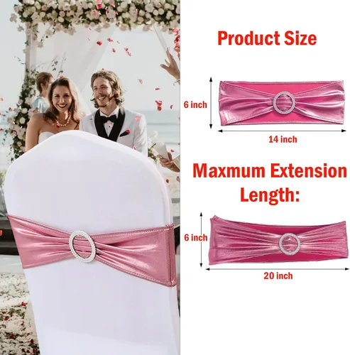Vista 2 de Kweetle 80 bandas para silla, lazos elásticos de elastano, bandas elásticas para fundas de silla, lazos con hebilla deslizante para bodas, fiestas