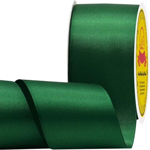 Vista 259 de Cinta de satén plateada de doble cara de 1-1/2 pulgadas x 50 yardas, cinta plateada de poliéster para envolver regalos, muy adecuada para bodas