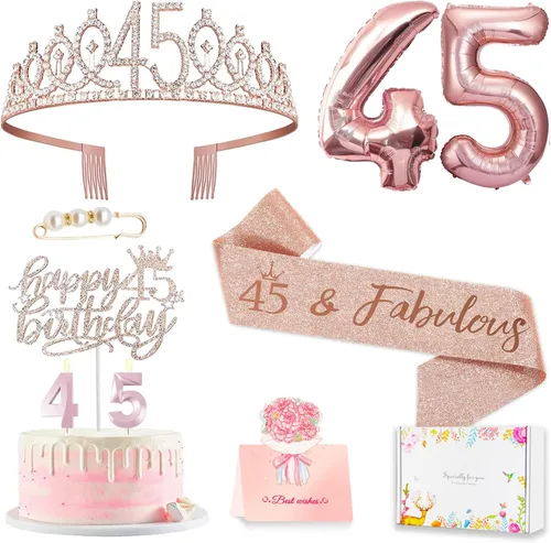 Vista 34 de Decoraciones de cumpleaños número 20 para mujer, banda y corona de cumpleaños, decoración de pastel y velas, globos de números, regalos de 20