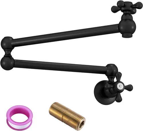 Vista 14 de Grifo de llenado de olla de latón para montaje en pared, estufa comercial, grifo plegable de cocina con brazos oscilantes de doble junta