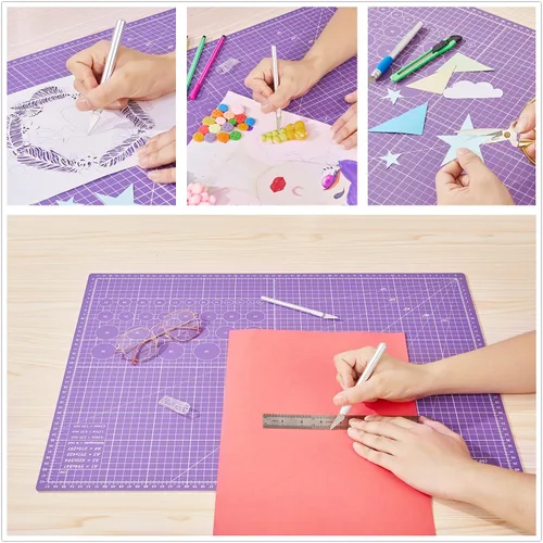 Vista 6 de HEADLEY TOOLS Alfombrilla de corte autocurativa de 18"x24" engrosada, A2 Alfombrilla de corte rotatoria para costura de manualidades, tabla de corte