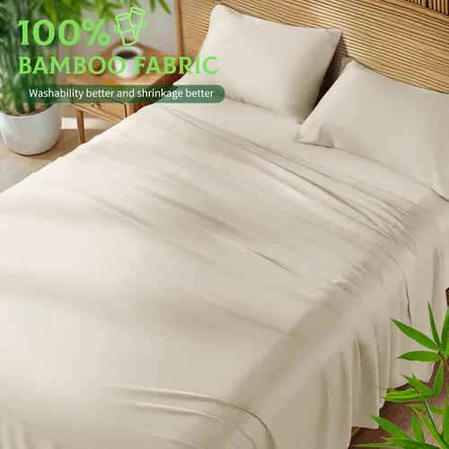 Vista 2 de SONORO KATE 100% viscosa derivada de bambú, bolsillo extra profundo de hasta 18-24 pulgadas, sábanas ultrasuaves y refrescantes para personas que