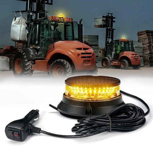 Xprite Luz de Baliza LED Giratoria, Luces Estroboscópicas Súper Brillantes de 4.5 Pulgadas para Montacargas con Base Magnética para Camión de