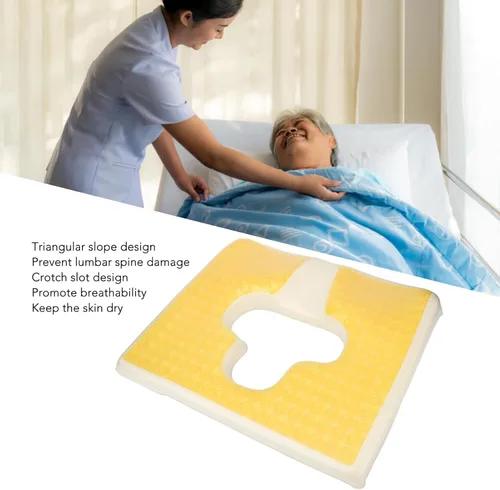 Vista 3 de Luqeeg Almohadilla para úlceras de decúbito en forma de T para ancianos, diseño de pendiente triangular, cojín de espuma viscoelástica de gel