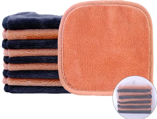 Vista 2 de Polyte Removedor de maquillaje y paño de limpieza facial hipoalergénico de microfibra prémium de 6 x 6 pulgadas, paquete de 10