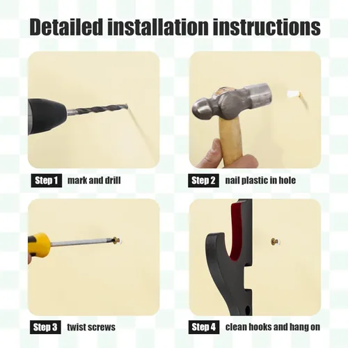 Vista 6 de Soporte de Montaje en Pared para Espada de 1 Nivel con Gancho Acolchado de Terciopelo, Soporte para Katana, Colgador de Exhibición Ajustable