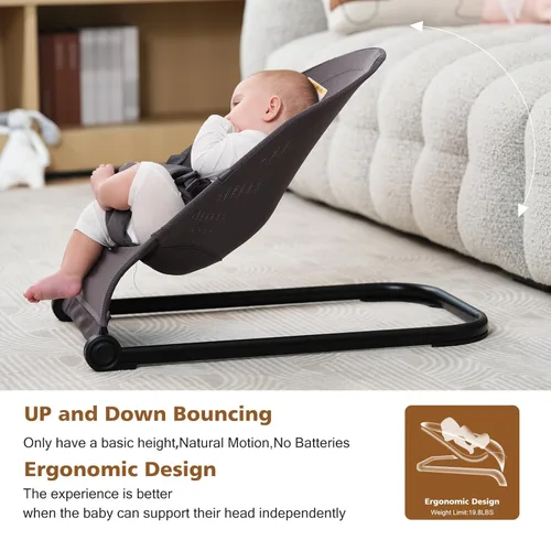 Vista 4 de Asiento de Bebé, Asiento de Mecedora de Bebé, Mecedora Portátil para Bebé con Arnés de Seguridad de 3 Puntos, Asiento Saltarín Ergonómico, Mecedora
