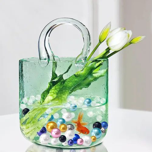 Vista 4 de 120 piezas de perlas flotantes sin agujero para jarrones, perlas negras flotantes para jarrones, rellenos de perlas flotantes, velas artificiales