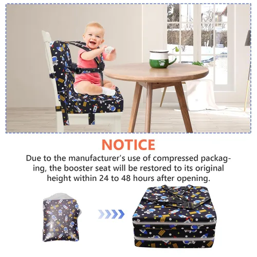 Vista 7 de Asiento elevador para niños pequeños para mesa de comedor, hebilla de seguridad ajustable, asiento elevador para niños con respaldo, PU impermeable
