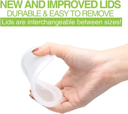 Vista 2 de Glotoch - Juego de 48 recipientes de plástico para almacenamiento de alimentos y bebidas de 8 onzas, 16 onzas y 32 onzas con tapas, aptos