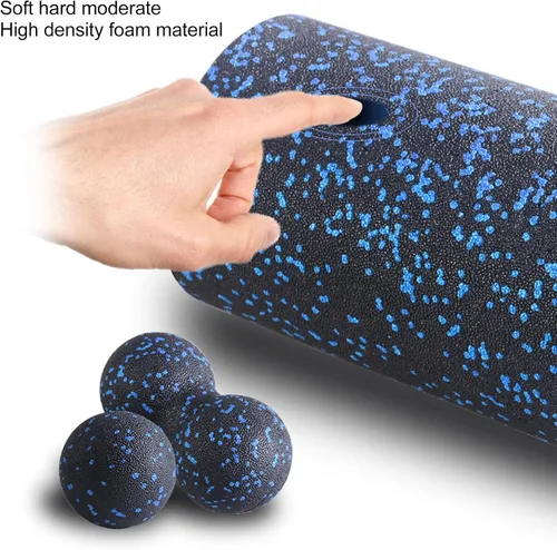 Vista 7 de Rodillo de espuma, juego de rodillos de espuma 3 en 1 para aliviar el dolor de espalda, ejercicio, yoga, terapia física, masaje profundo, ajuste