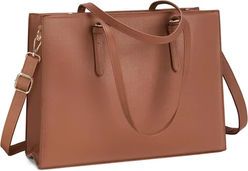 Vista 12 de Bolsa para laptop para mujer de 15.6 pulgadas, bolsa de piel, bolsa de trabajo