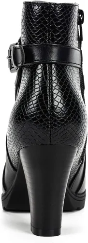 Vista 6 de mysoft - Botines de tacón grueso con cremallera para mujer, altura hasta el tobillo, con correa en el tobillo