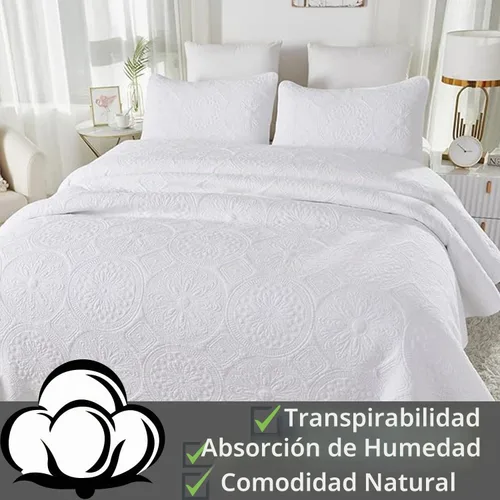 Vista 2 de Brandream Juego de Ropa de Cama Acolchado con Medallón de Lujo Tamaño King de Algodón Estilo Granja Juego de Edredón Tamaño Queen Colcha Matelassé