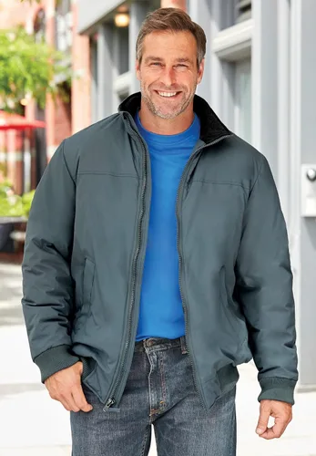 Vista 7 de KingSize Chaqueta bomber grande y alta con forro polar para hombre Negro