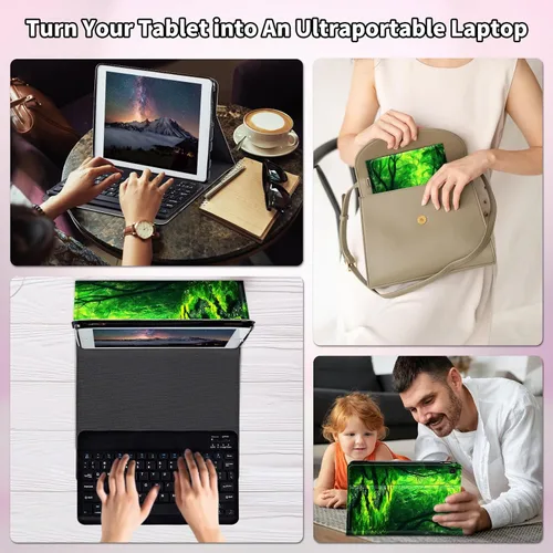 Vista 7 de Funda para Samsung Galaxy Tab S6 Lite 2022/2020 Teclado Inalámbrico Desmontable y Cubierta De Soporte De Cuero PU Funda Protectora Para Samsung