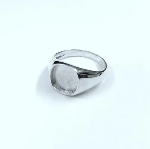 Vista 7 de Anillo cuadrado de plata de ley 925 con forma de cojín para hombre, ajuste de bisel en blanco, 0.49 x 0.39 pulgadas, base de anillo en blanco