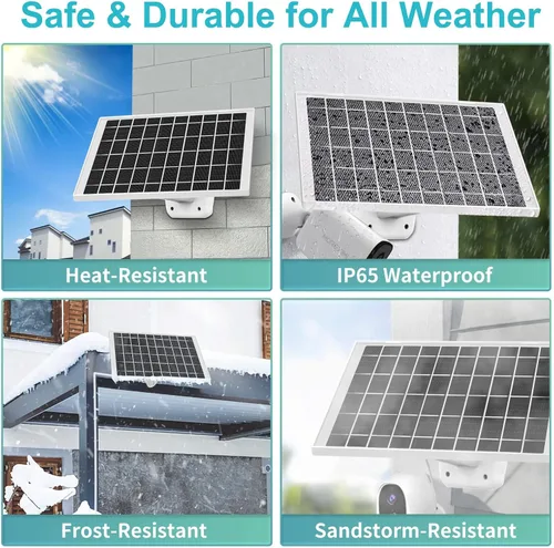 Vista 4 de Paquete de 4 cargadores de panel solar de 5 V 7 W para cámara de seguridad USB tipo C Outdoo compatible con Arlo Essential 2K 2ª generación, Arlo